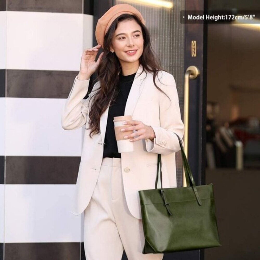 ⚡Women Green Vintage Genuine Leather Tote Shoulder Bag Satchel Handbag - Picture 2 of 6